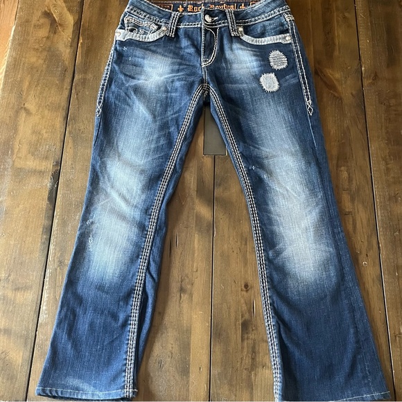 Rock Revival Alanis Boot Cut Woman’s Jeans Size 30 Denim Wash Embroidered - Picture 3 of 16